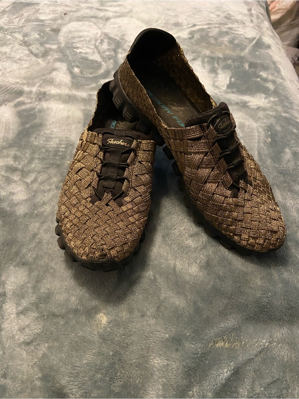 Skechers Women's Bronze-Brown Woven Slip-On Flats